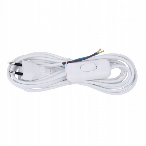 PRZEWÓD PRZYŁĄCZENIOWY PVC 2x0,75mm Z WYŁĄCZNIKIEM 3m BIAŁY EMOS S08273