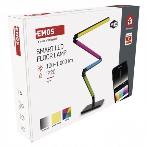GoSmart Lampa stojąca LED 175 cm – Ciepła biel + RGB IC | WiFi | Czarna | EMOS ZCW34BR