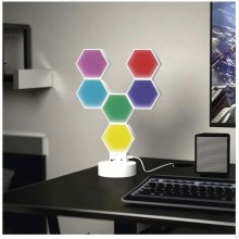 GoSmart Lampa Stołowa LED RGB IC Hexagon – 6 Segmentów | Sterowanie WiFi + BLE | Kompatybilna z Alexa i Google Assistant