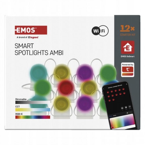 GoSmart Oświetlenie Punktowe LED RGB IC + CCT – 255 cm, 12 Segmentów, WiFi, Ściemnialne | EMOS ZIW15CR