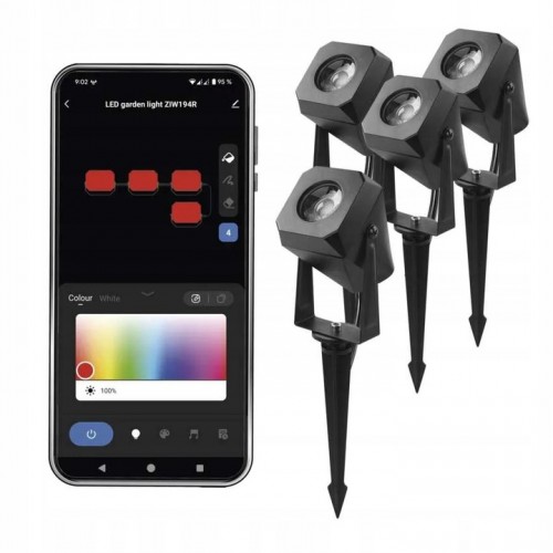 GoSmart Oświetlenie punktowe LED RGB IC + CCT | Zestaw 4 szt. | IP65 | WiFi + BLE | EMOS ZIW194R