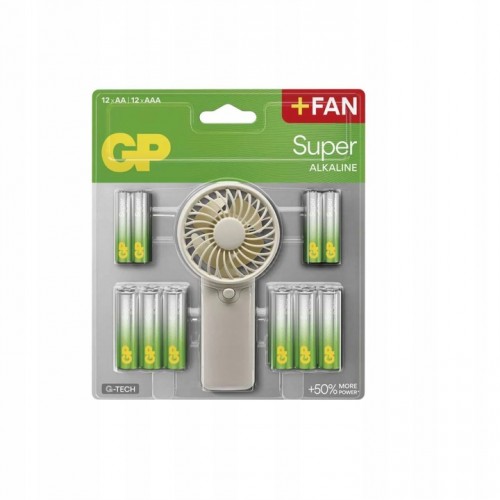 Zestaw baterii alkalicznych GP SUPER AA 12 + AAA 12 + mini wiatrak