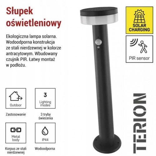 LAMPA OGRODOWA LED SOLARNA EMOS TERION 50 cm – CIEPŁA BIEL