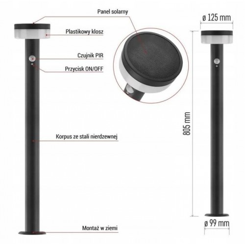 Lampa LED Solarna Garden TERION EMOS 80 cm | Ciepła biel | IP44 | PIR | max 200 lm