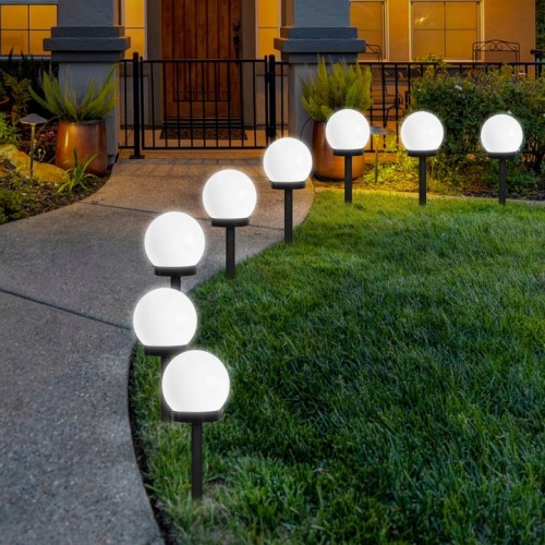 Lampa ogrodowa kula solarna wbijana naziemna biała mleczna 34,5 cm 1 szt.