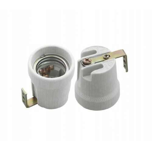 Oprawka Ceramiczna Budowlana E27 z Uchwytem Typu "U