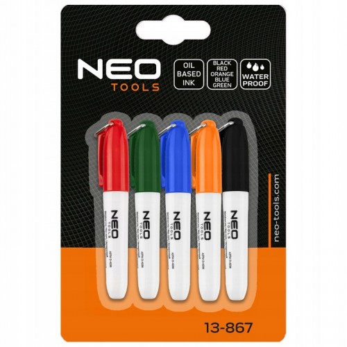MINI MARKER permanentny BRELOK pisak ZESTAW 5 kolorów FLAMASTER NEO TOOLS