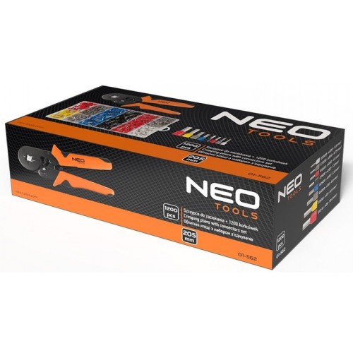 Szczypce zaciskarka do zaciskania końcówek 205mm + 1200 tulejek zestaw NEO