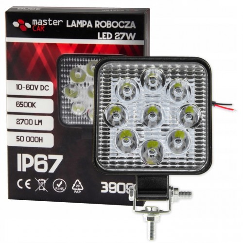 Lampa LED robocza 10-30V 27W 6000K 3510lm dodatkowe oświetlenie auto garaż