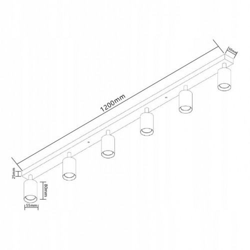Lampa Natynkowa Kinkiet Ścienny Sufitowy LED Oprawa 6x GU10 Tuba Szyna