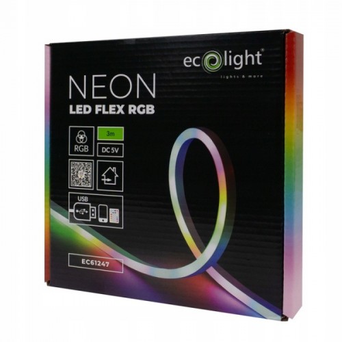 TAŚMA LED NEON RGB KOLOROWA 3 METRY 5V USB PILOT MUZYKA ECOLIGHT