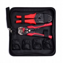 Szczypce i zaciskarka konektorów Kraft&Dele KD10693 + 5 matryc + etui