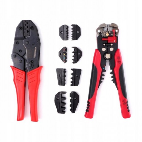 Szczypce i zaciskarka konektorów Kraft&Dele KD10693 + 5 matryc + etui