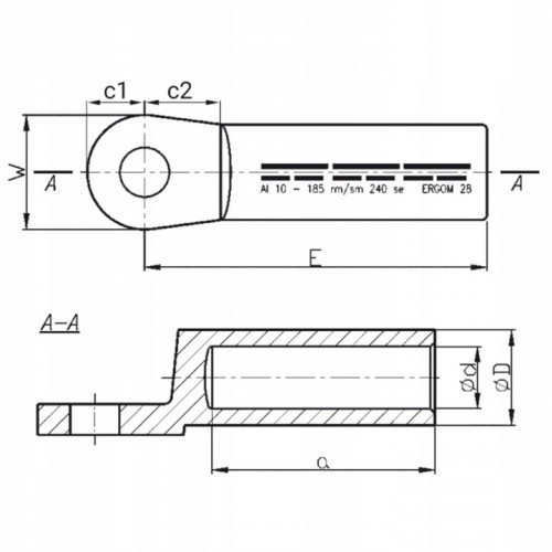 Końcówka kablowa aluminiowa szczelna oczkowa KRA 150/12 – 1 szt.