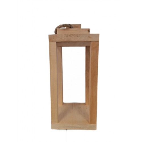 Lampion drewniany latarnia naturalny z uchwyt 30 cm