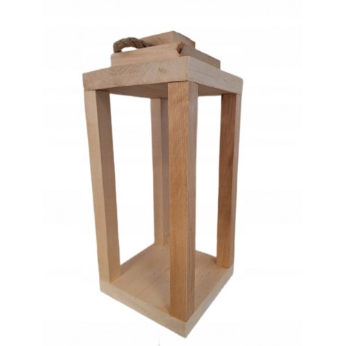 Lampion drewniany latarnia naturalny z uchwyt 30 cm