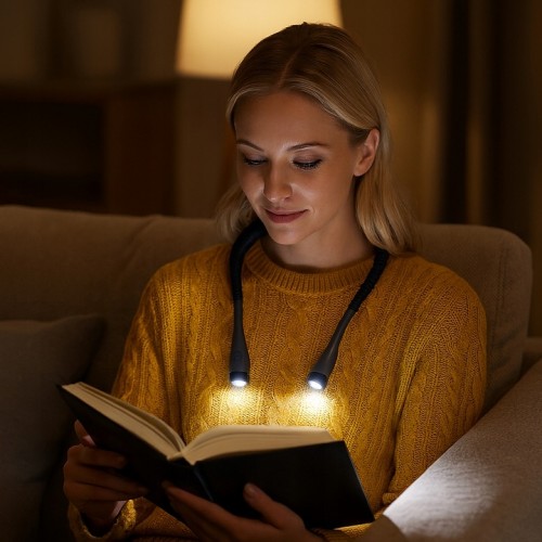 Lampka do czytania książek na szyję IZOXIS Nocna Latarka LED Akumulator na USB-c
