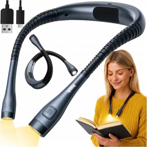 Lampka do czytania książek na szyję IZOXIS Nocna Latarka LED Akumulator na USB-c