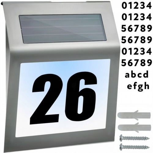 Solarny Numer Domu LED Podświetlany nr Podświetlana Lampa Solarna na Dom