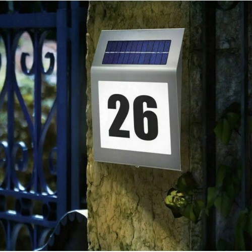 Solarny Numer Domu LED Podświetlany nr Podświetlana Lampa Solarna na Dom