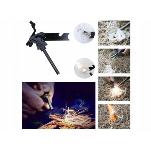 ZESTAW SURVIVALOWY WOJSKOWY NIEZBĘDNIK KARTA PRZEŻYCIA 21W1 KRZESIWO 11CM