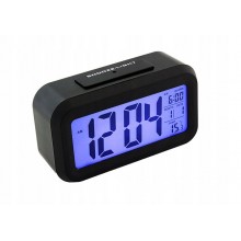ZEGAR BUDZIK TERMOMETR WYŚWIETLACZ LCD PODŚWIETLENIE CYFROWY 3x AAA
