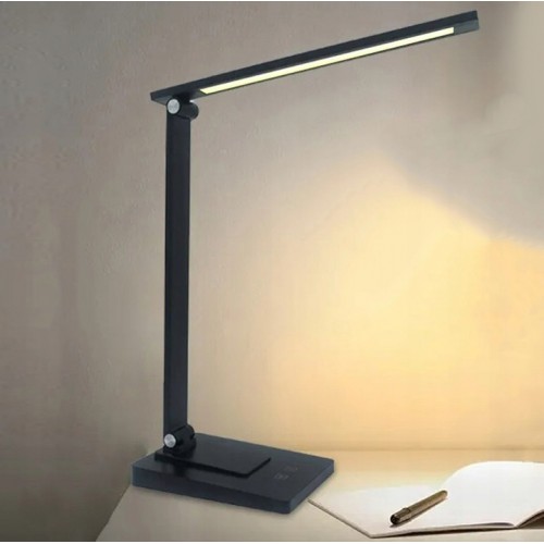 LAMPKA BIURKOWA LED REGULOWANA BIURKO SZKOLNA USB DOTYK 5 BARW BIELI ZD125A