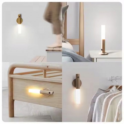 BEZPRZEWODOWA LAMPKA LED Z CZUJNIKIEM RUCHU USB BIAŁY CIEPŁY JASNE DREWNO