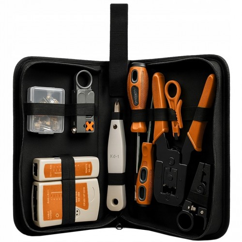 Tester Kabli RJ45 RJ11 Zestaw Narzędzi Sieciowych Ściągacz Zaciskarka XXL