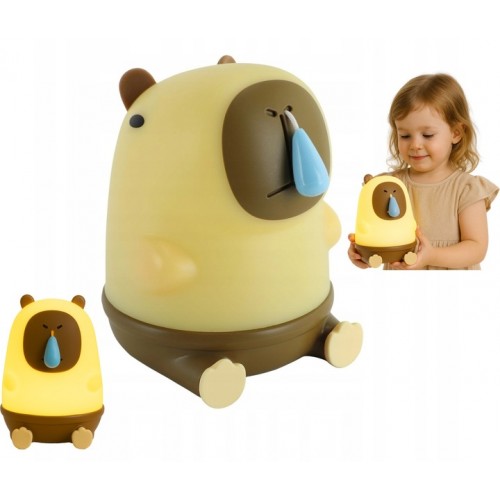 Lampka Nocna Kapibara Dla Dzieci Sylikonowa Miękka Bezprzewodowa USB