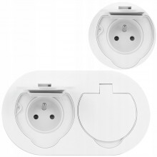 Gniazdo Hermetyczne Elektryczne Podwójne 2x230V Owalne IP55 Białe
