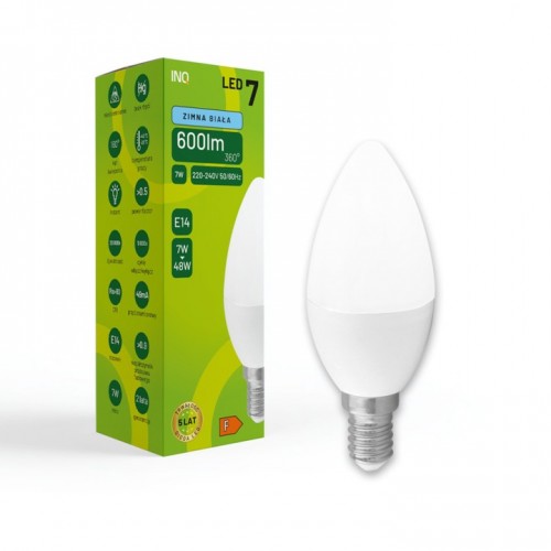 Żarówka LED C37 E14 7W świeca 600lm 4000K INQ