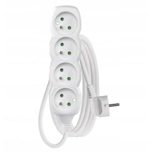 Przedłużacz 4-gniazda z/u 3m /H05VV-F 3G1/ biały P0413