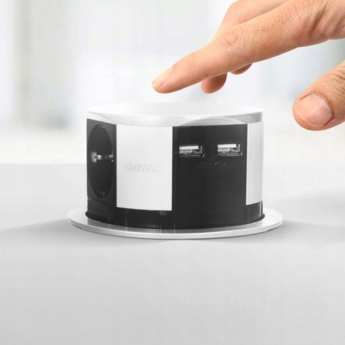 Gniazdo Elektryczne Blatowe Wysuwane z Ładowarką USB Orno