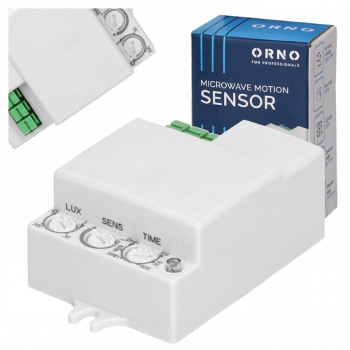 CZUJNIK RUCHU ZMIERZCHU MIKROFALOWY MINI CZUJKA DO LED 360° REGULOWANY ORNO