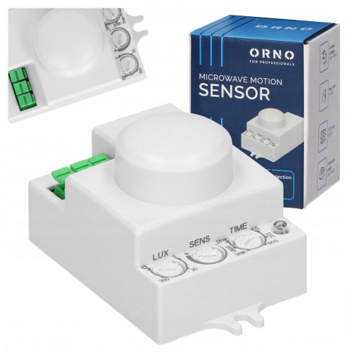 CZUJNIK RUCHU ZMIERZCHU MIKROFALOWY MINI CZUJKA DO LED 360° REGULOWANY ORNO