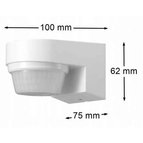 Czujnik ruchu PIR Hermetyczny Czujka Ścienna LED 2000W 240st. IP65 Biały