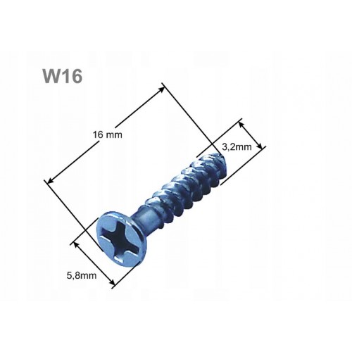 Wkręt osprzętowy do puszek instalacyjnych 100szt 16mm W16