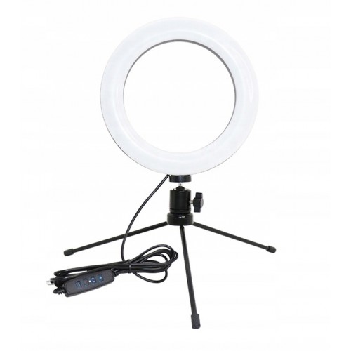 LAMPA PIERŚCIENIOWA LED RING STATYW SELFIE 3 BARWY BIELI TRIPOD SESJA ZD67B