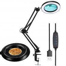 LAMPKA LED LUPA KOSMETYCZNA BIURKOWA 7V 3000-6000K SZKŁO POWIĘKSZAJĄCE X3