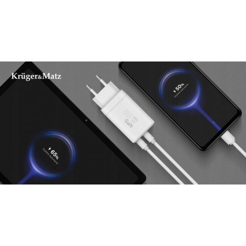 Szybka ładowarka sieciowa kostka adapter 65 W Quick Charge Kruger&Matz