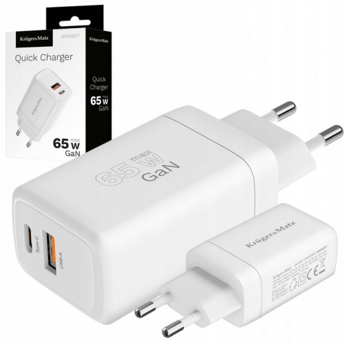 Szybka ładowarka sieciowa kostka adapter 65 W Quick Charge Kruger&Matz