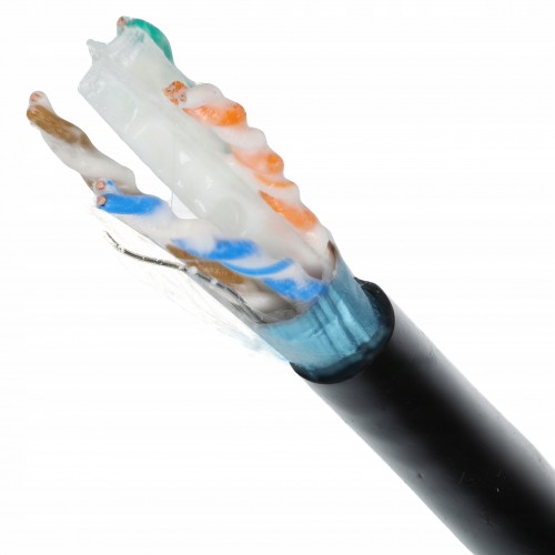 Kabel internetowy sieciowy F/UTP kat.6A zewnętrzny ziemny drut żel UV 1m