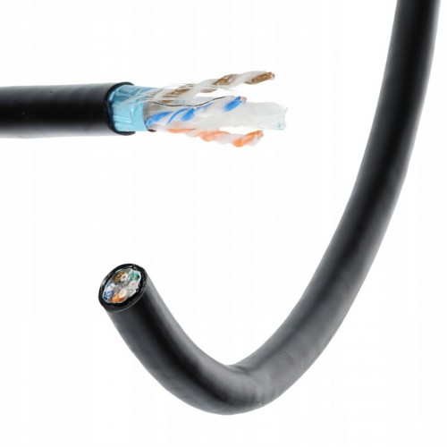 Kabel internetowy sieciowy F/UTP kat.6A zewnętrzny ziemny drut żel UV 1m