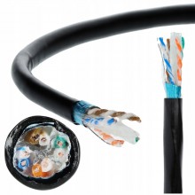 Kabel internetowy sieciowy F/UTP kat.6A zewnętrzny ziemny drut żel UV 1m