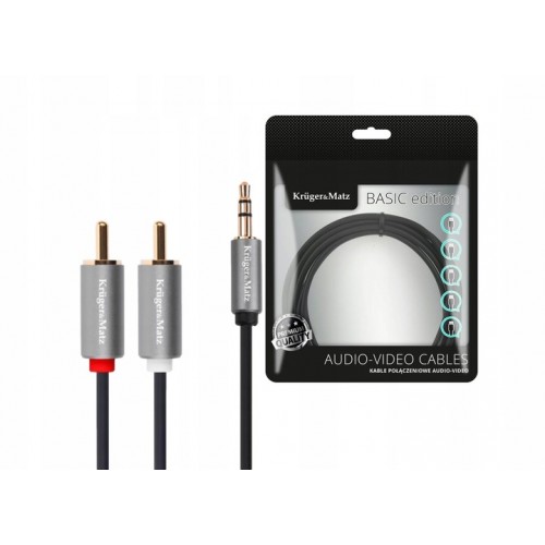 Kabel przewód audio stereo wtyk minijack (3,5 mm) - 2x RCA (cinch) 5m