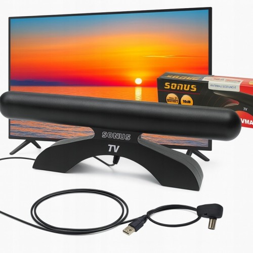Antena wewnętrzna pokojowa ze wzmacniaczem Antena TV SONUS+USB