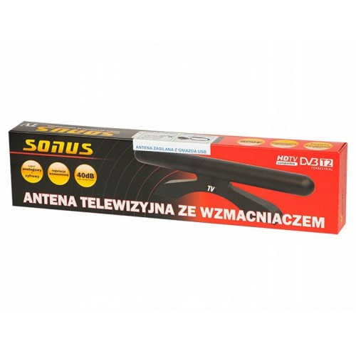 Antena wewnętrzna pokojowa ze wzmacniaczem Antena TV SONUS+USB