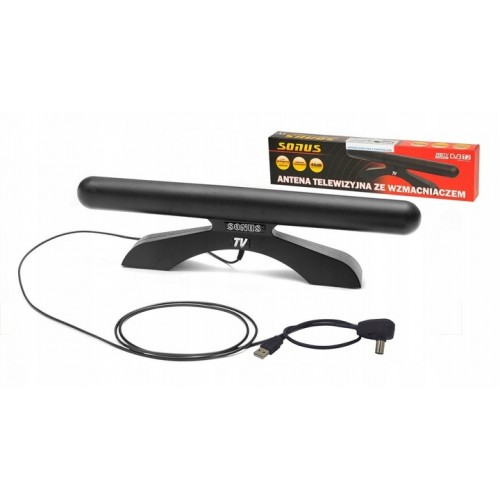 Antena wewnętrzna pokojowa ze wzmacniaczem Antena TV SONUS+USB
