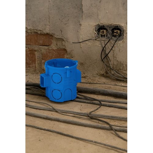 Puszka podtynkowa elektryczna 60 mm głęboka szeregowa niebieska